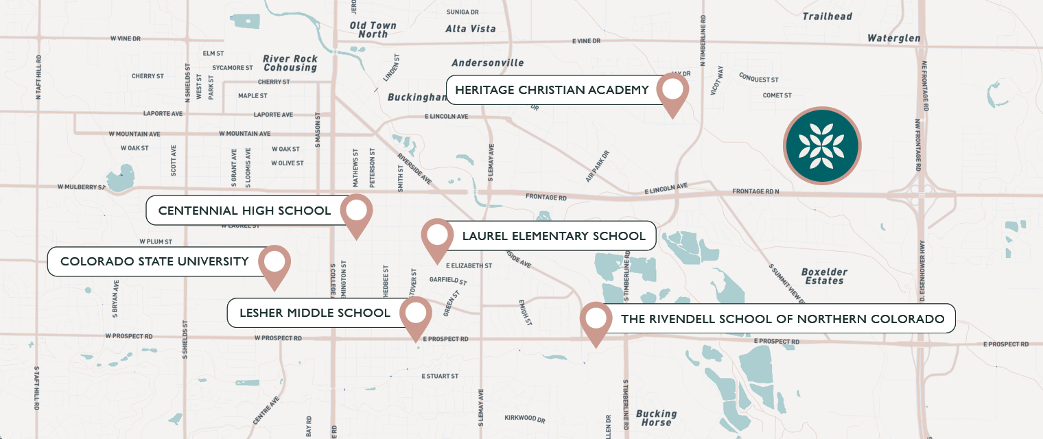 Map of schools near Bloom Fort Collins